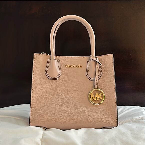 Michael Kors Mercer Messenger Small Crossbody Satchel Bag – Blush Pink Leather - Picture 1 of 9